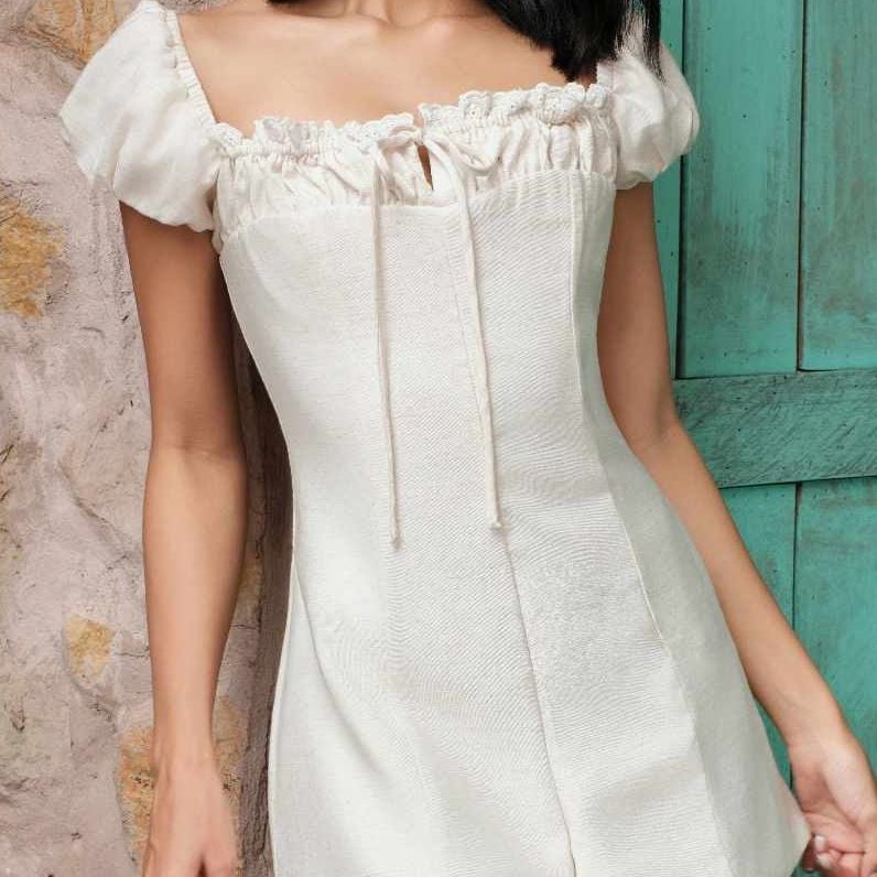 GOUT DE JUN Jumpsuit Cổ Vuông Tay Phồng Nhún Ngực ZAPAT JUMPS Bộ Liền Quần Tôn Vóc Dáng FGUA2606136