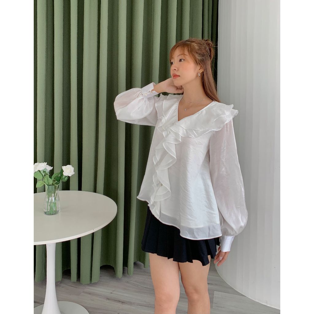 Áo So Mi Nữ Cổ Phối Bèo Nữ Tính - NALI TOP - GOÛT DE JUN