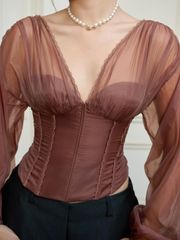 Áo Nữ ITASHA Tay Dài Corset Cổ V Quyến Rũ  GOÛT DE JUN
