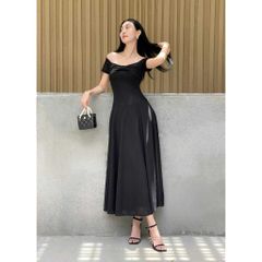 Đầm Nữ Trễ Vai Kiểu Nơ Ngực Dáng Dài Xoè - WENIA DRESS - GOÛT DE JUN