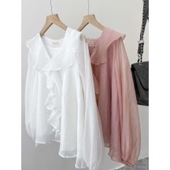 GOÛT DE JUN - Áo Somi Nữ Tơ Tay Dài Cổ Bèo - DARI TOP