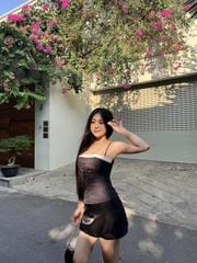 Áo Nữ Hai Dây COSAH Viền Ren Thắt Dây Form Ôm Tôn Dáng GOÛT DE JUN
