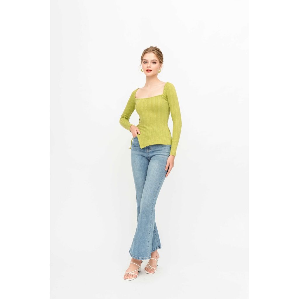 GOÛT DE JUN - Áo nữ body  tay dài thắt dây eo - Belia Top