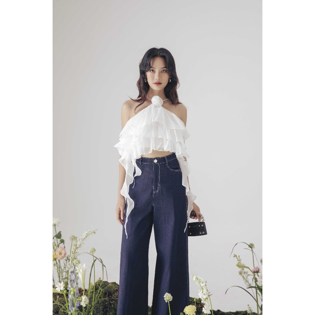 GOÛT DE JUN - Áo Croptop Cổ Yếm Tầng Bèo - AURA DRESS