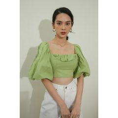 GOÛT DE JUN - Áo croptop tay bồng xanh cốm - Folim Top