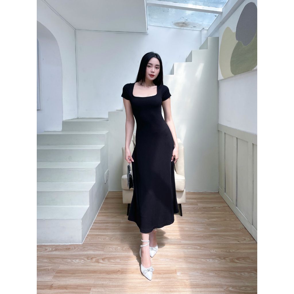 Đầm Nữ Dài Dáng Xòe Cổ Vuông Tay Ngắn - LULEE DRESS - GOÛT DE JUN