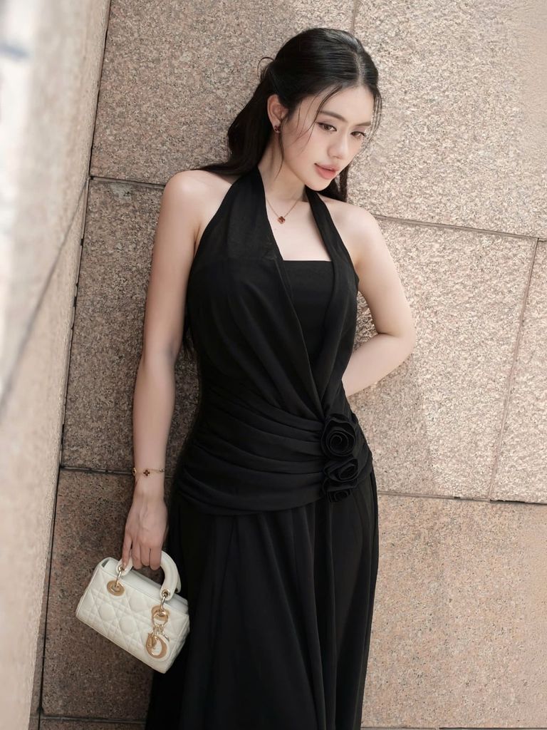 Đầm Nữ Senci Dáng Dài Chiét Eo Phối Hoa GOÛT DE JUN