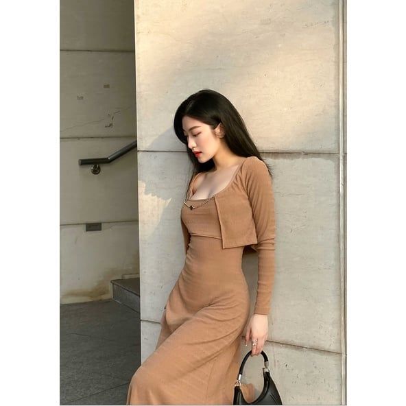 Set Váy Maxi 2 Dây Dáng Chữ A Và Khoác Cardigan KELIN DRESS - GOÛT DE JUN
