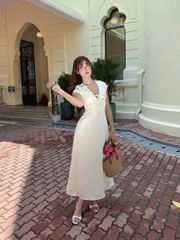 Đầm Nữ WISREN Cổ V Chất Lụa Mịn Sang Trọng GOÛT DE JUN