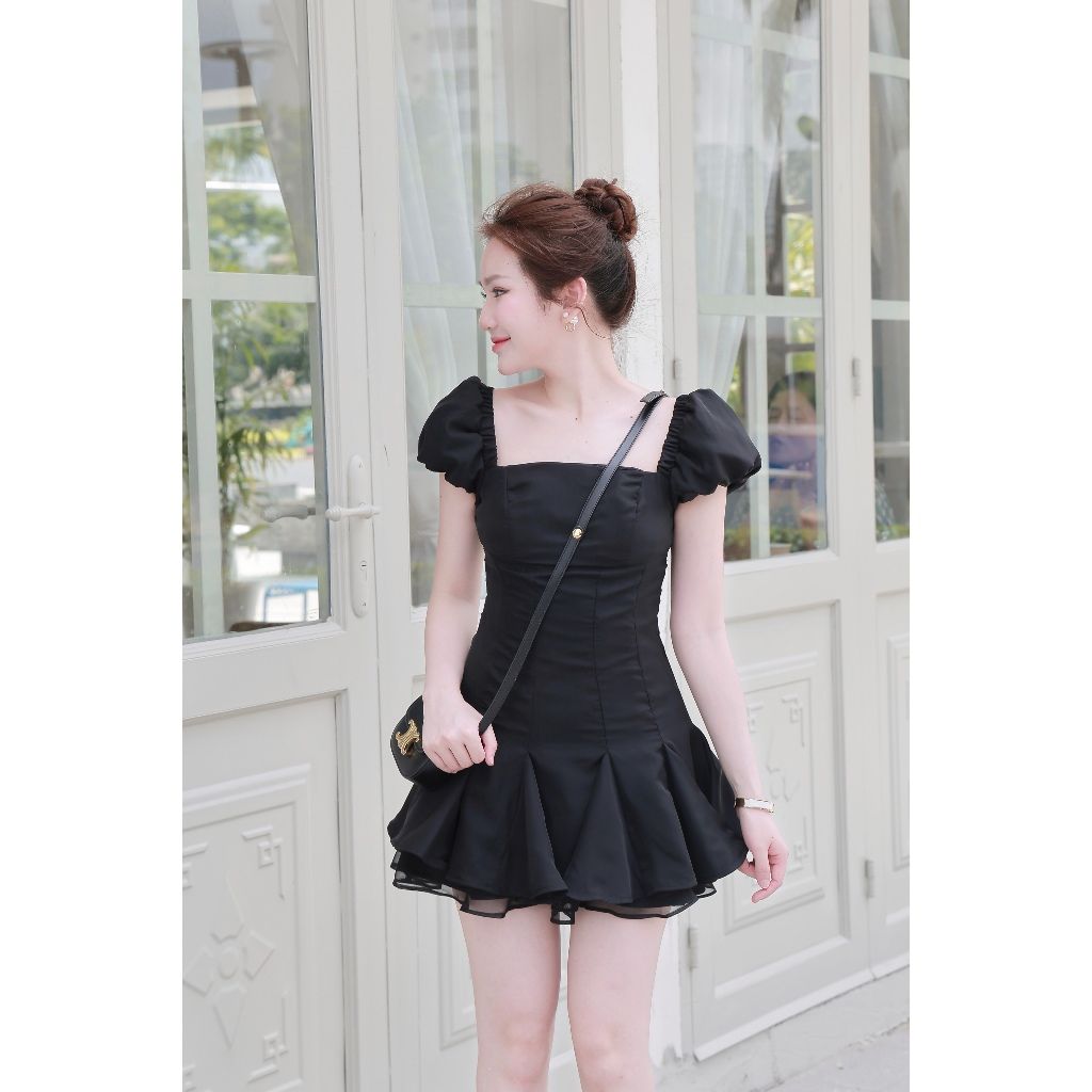 Đầm Nữ Mini Dự Tiệc Thiết Kế Tay Phồng Dáng Đuôi Cá Ngắn Dễ Thương - RAINA DRESS - GOÛT DE JUN