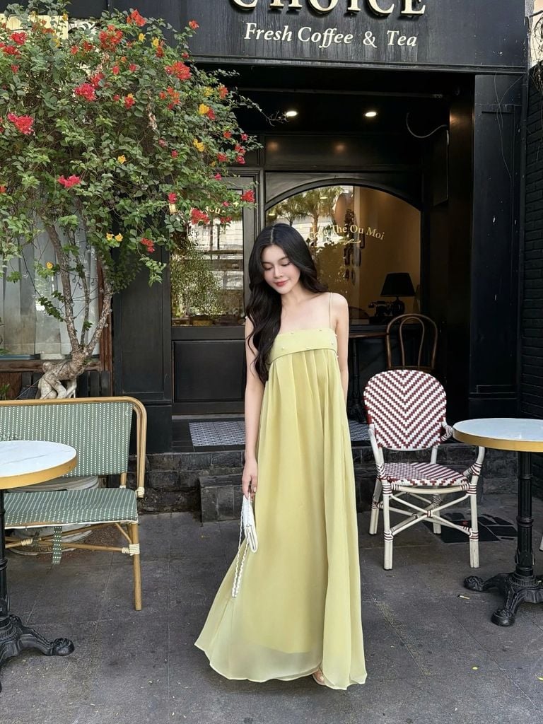 Đầm Nữ BORRIN DRESS Form Maxi Xòe Chất Tơ Mềm Đính Ngọc Trai Đi Biển, Dạo Phố GOUT DE JUN