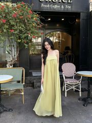 Đầm Nữ BORRIN DRESS Form Maxi Xòe Chất Tơ Mềm Đính Ngọc Trai Đi Biển, Dạo Phố GOUT DE JUN