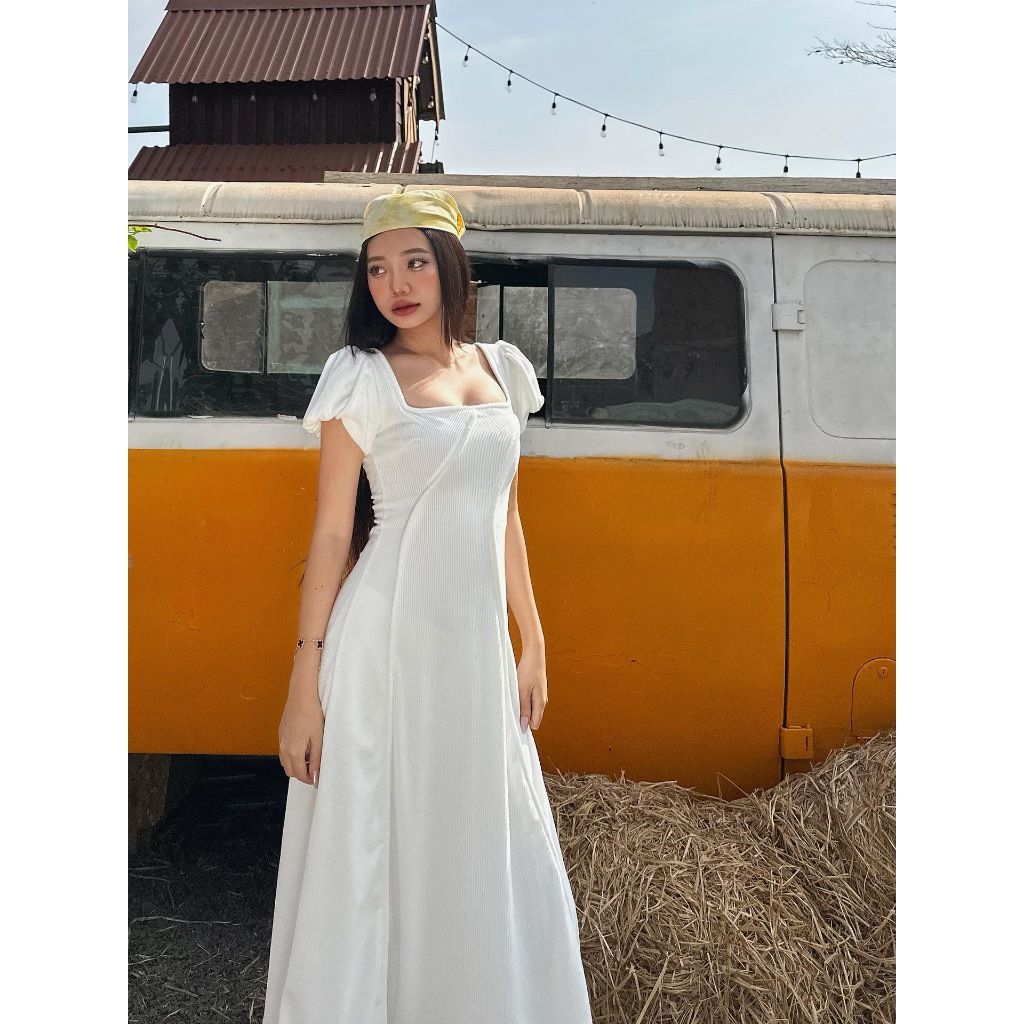 Đầm Nữ Dáng Dài Tay Bồng Cổ Vuông - LOTUS DRESS - GOÛT DE JUN