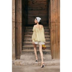 Áo Nữ Voan Trễ Vai Trơn Tay Dài Bèo Nữ Tính Thanh Lịch - FRAGI  TOP - GOÛT DE JUN