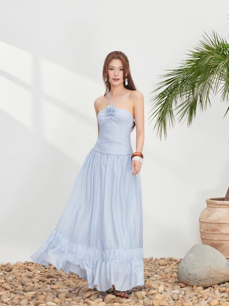 Đầm Nữ GOWBO DRESS Maxi Xòe Cổ Yếm Siêu Xinh GOUT DE JUN