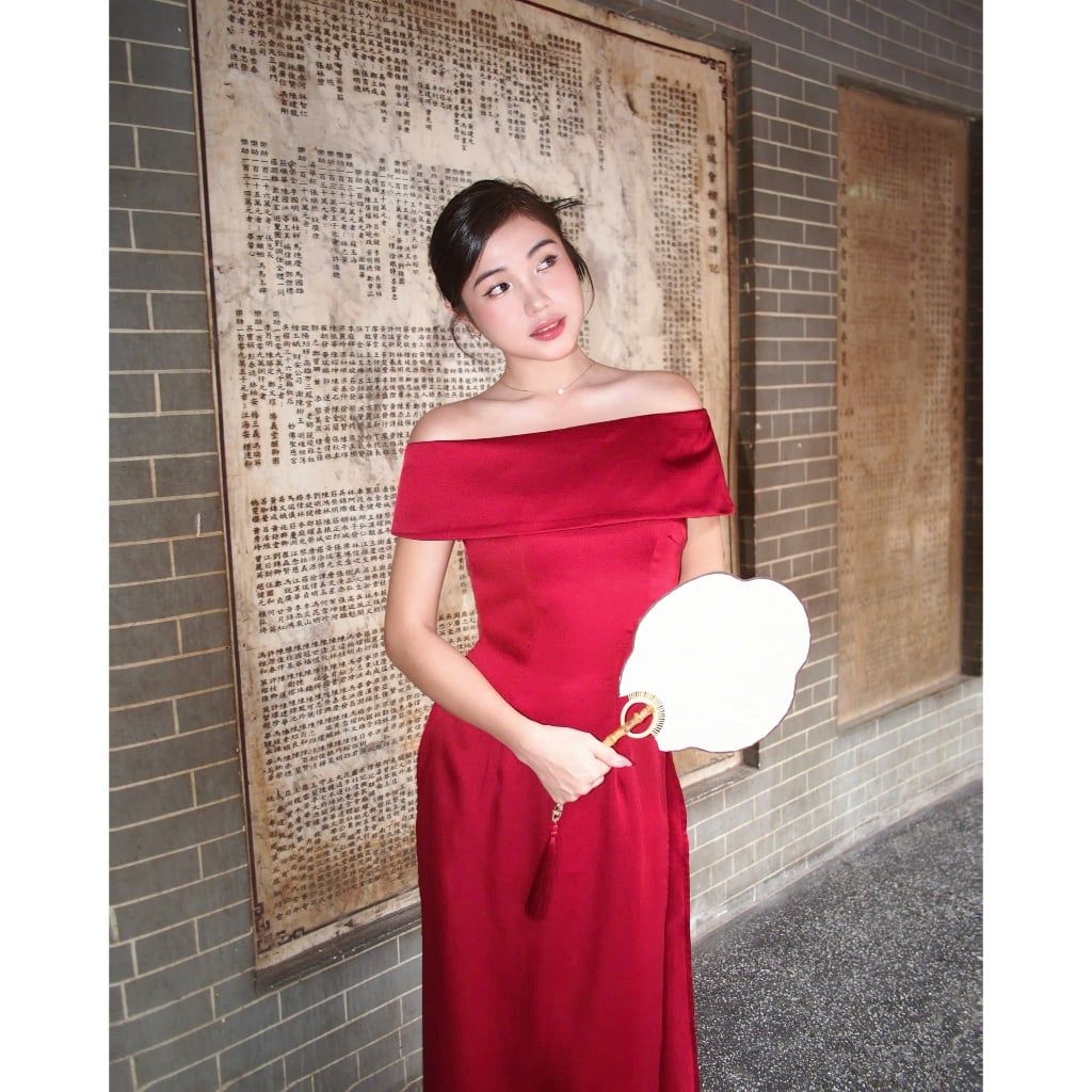 Áo Dài Nữ Lệch Vai Cách Điệu Tôn Dáng Sang Trọng (Không kèm quần) - XUÂN Ý - Goût De Jun