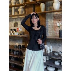 Áo Nữ Tay Dài Cổ Vuông Thắt Ngực Nữ Tính - JUGEN TOP - GOÛT DE JUN