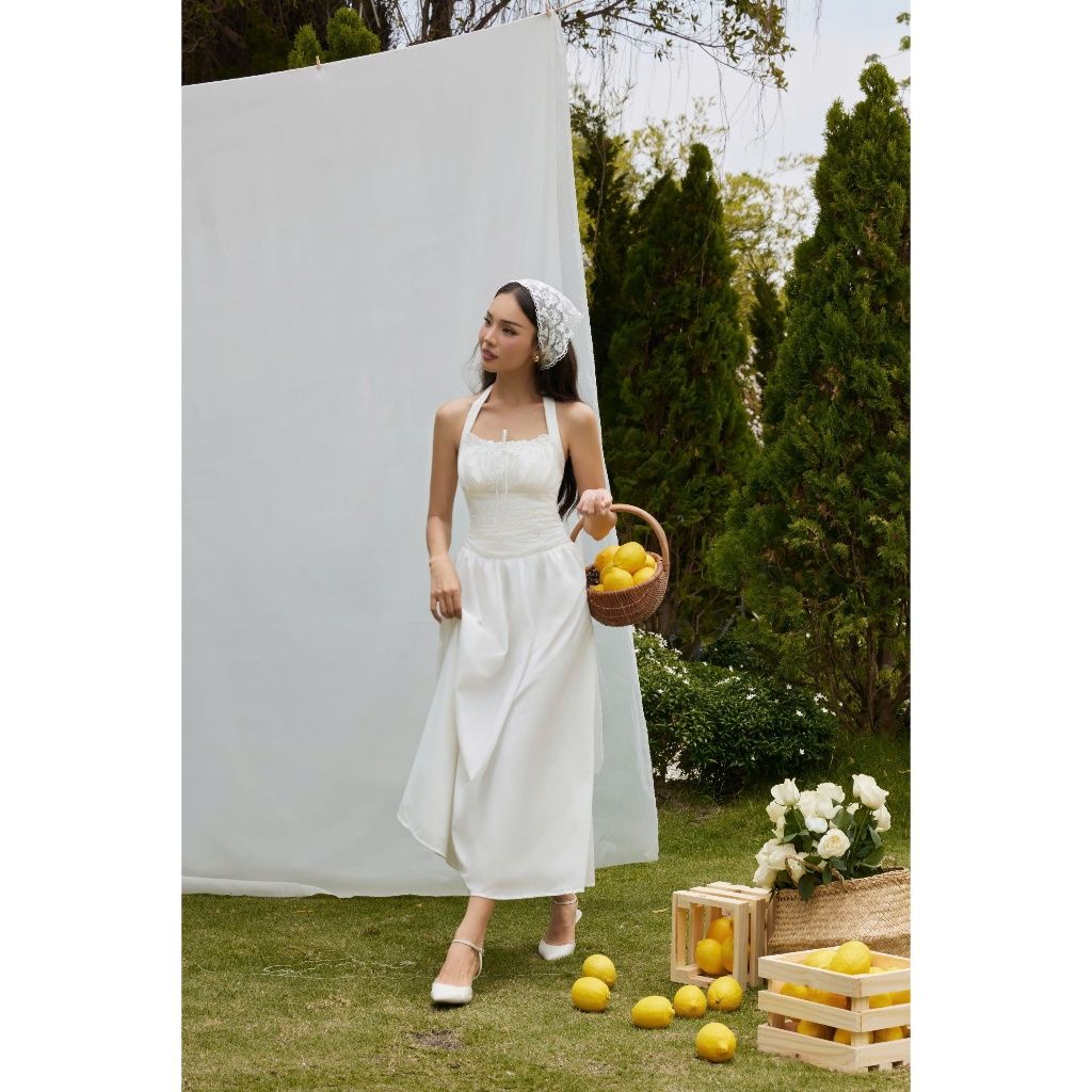 Đầm Nữ Cổ Yếm Hở Lưng Dáng Dài Mùa Hè Nữ Tính Form Xòe - LANIS DRESS - GOÛT DE JUN