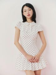 Đầm Nữ NAROY Chấm Bi Cổ Sen Dáng Ngắn Tiểu Thư GOÛT DE JUN