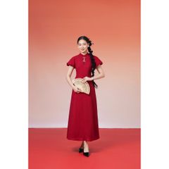 Đầm Dài Cổ Tàu Tay Ngắn Phồng Dáng Xòe Tiểu Thư Nữ Tính - NIÊN HOA - GOÛT DE JUN