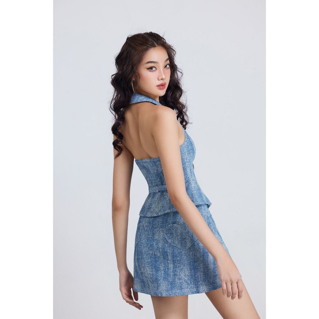 Set Áo Cổ Sơ Mi Khoét Lưng Phối Chân Váy Lưng Cao (bán lẻ) - KODA SET - GOÛT DE JUN