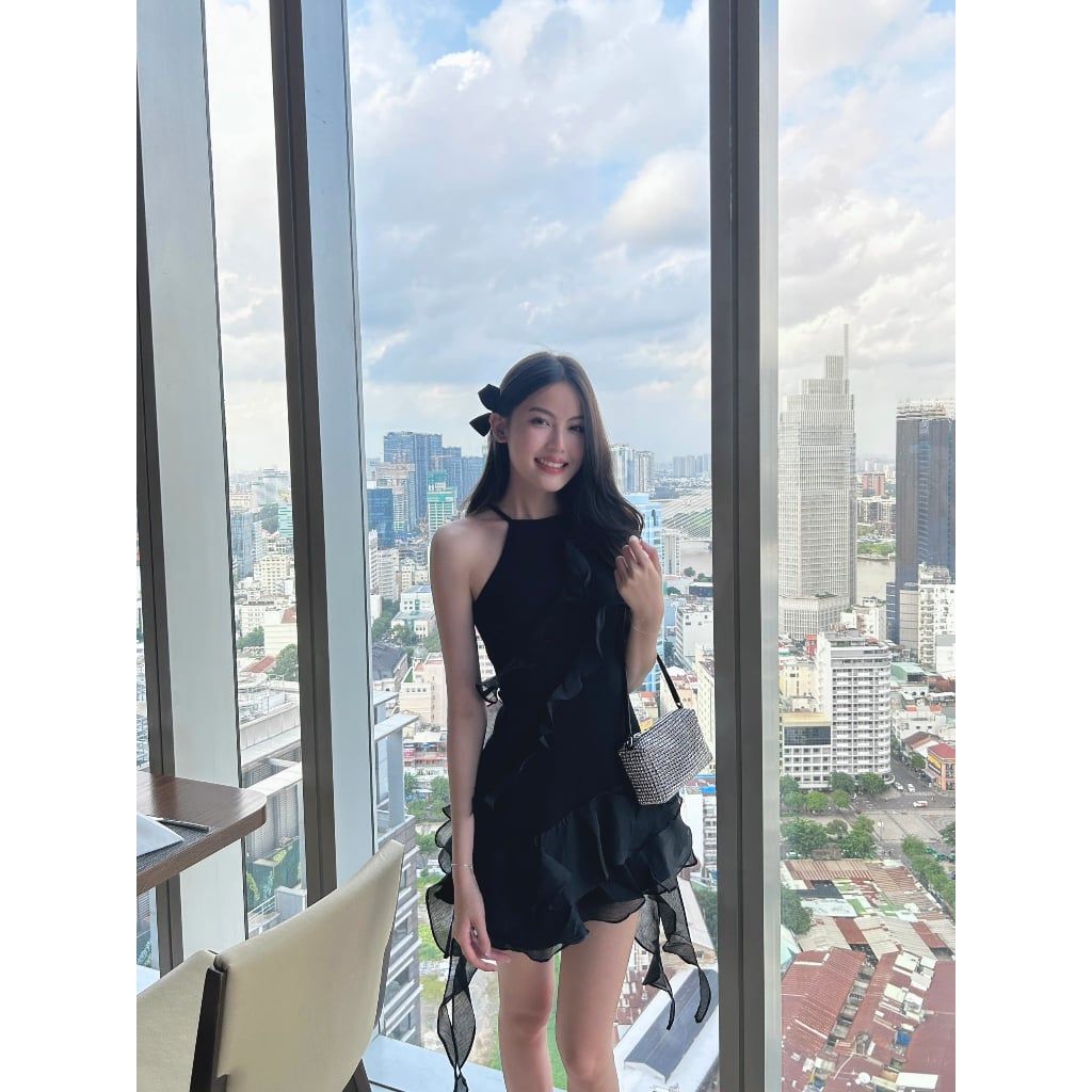 Đầm Cổ Yếm Mini Ôm Dáng Phối Tua Rua 3D Quyến Rũ - KALIN DRESS - GOÛT DE JUN