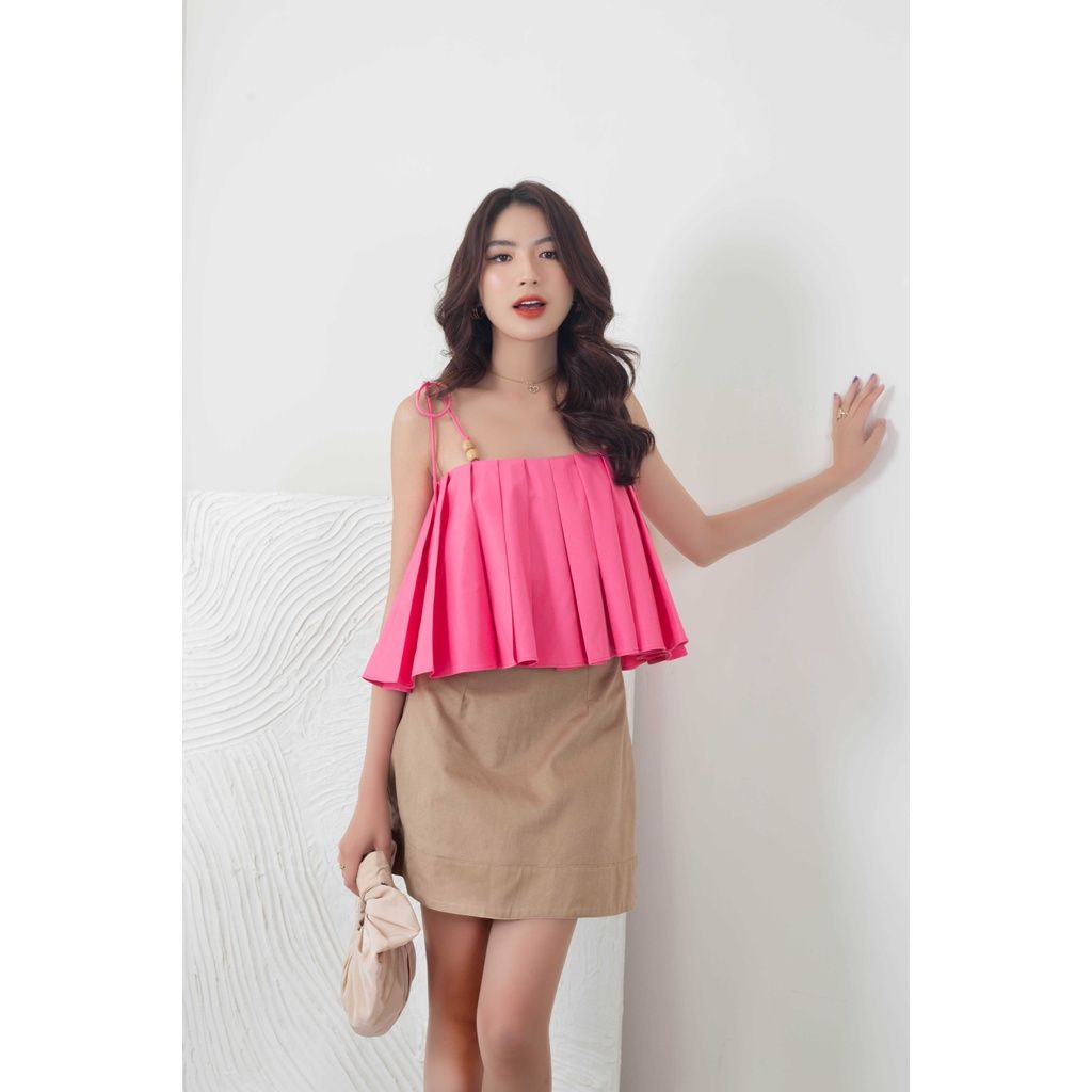 GOÛT DE JUN - Áo croptop nữ hai dây xếp ly - MARIS TOP