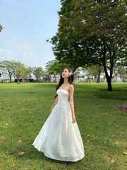 Đầm Nữ REYATI Hai Dây Dáng Dài Xòe Tiểu Thư Thanh Lịch GOÛT DE JUN