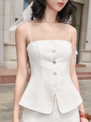 (BÁN LẺ) Set Nữ WORAK Áo Hai Dây Basic Phối Quần Ống Rộng Thời Trang  GOÛT DE JUN