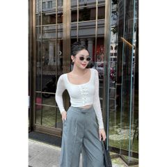 Áo Kiểu Croptop Tay Dài Thắt Dây Basic - BALLIN TOP - GOÛT DE JUN