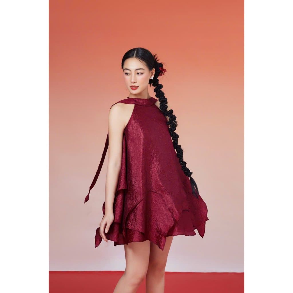 Đầm Freesize Cổ Yếm Cột Nơ Dáng Xòe Tầng Dành Cho Nữ - CHENDY DRESS - GOÛT DE JUN