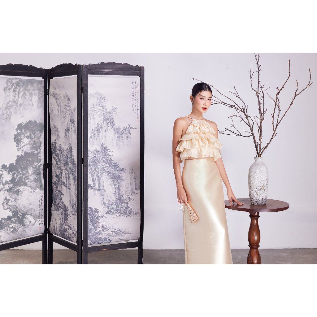 Chân Váy Nữ Dáng Dài Tafta Đứng Form Sang Trọng (Không kèm áo) - KYO SKIRT - GOÛT DE JUN
