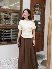 Chân váy Nữ YARBU Xếp Ly Dáng Dài From Xòe Nữ Tính GOÛT DE JUN