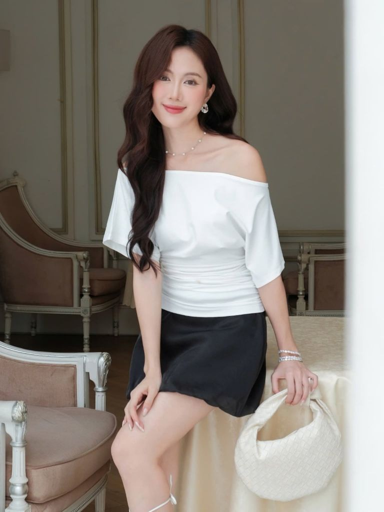 Áo Nữ SHUFFI TOP Lệch Vai Tay Lửng Thanh Lịch GOUT DE JUN