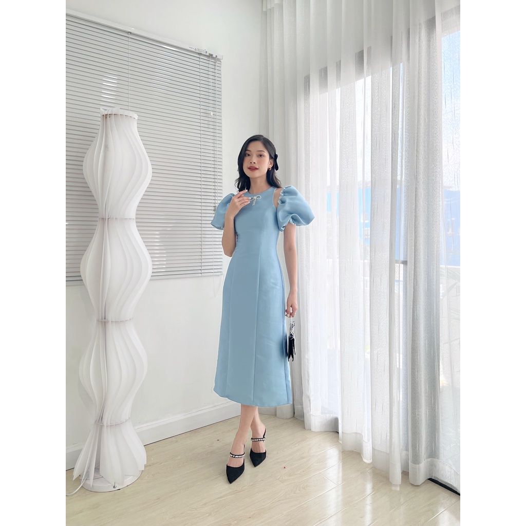 Đầm nữ tafta khoét vai cách điệu tay phồng (tặng kèm charm) JOY DRESS - GOÛT DE JUN