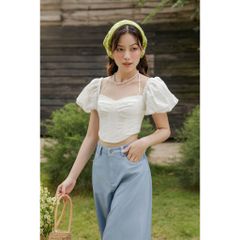 GOÛT DE JUN - Áo Croptop Tay Phồng Nữ Tính - SYLEE TOP