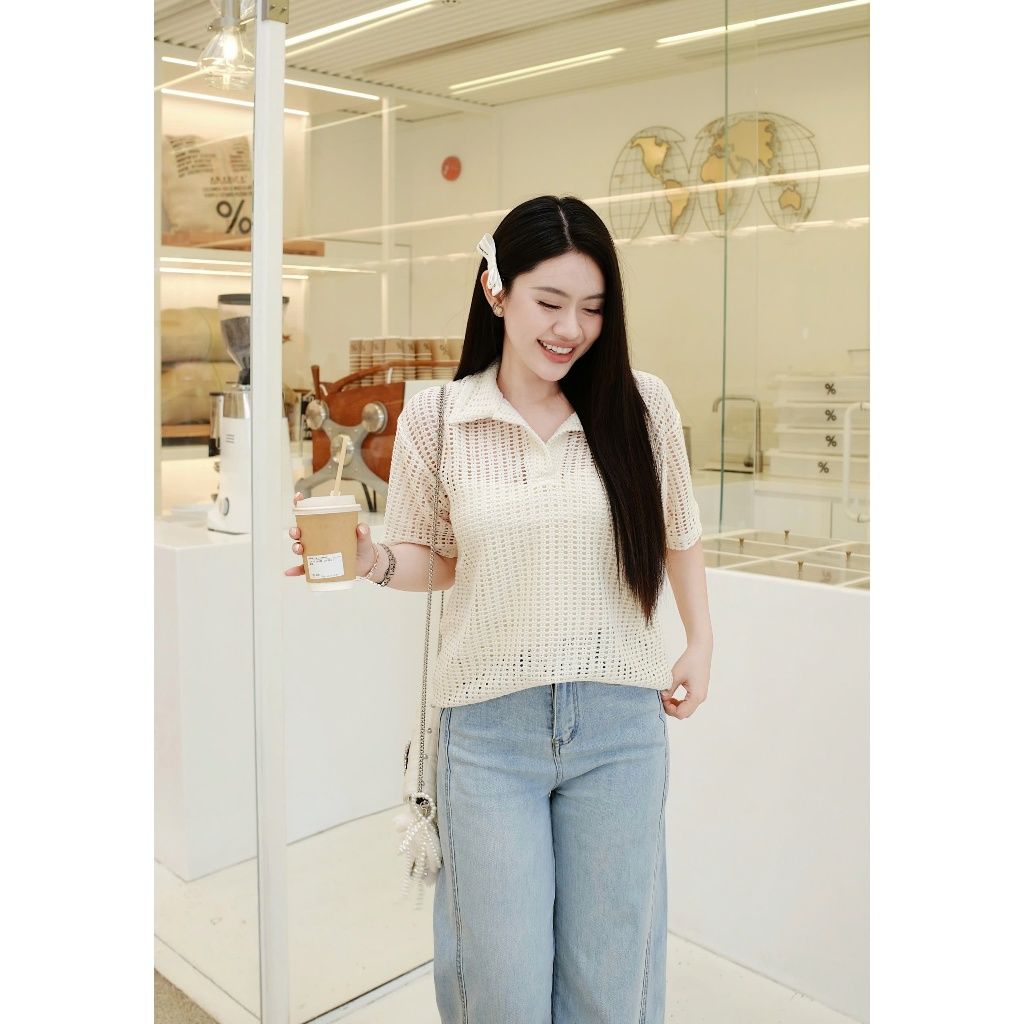 Áo Nữ Cổ Polo Ren Tay Ngắn Thanh Lịch Trẻ Trung (kèm áo 2 dây) - ANYA TOP - GOÛT DE JUN