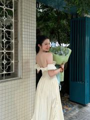 Đầm Nữ ZIYAL Trễ Vai Maxi Phối Bèo Dễ Thương GOÛT DE JUN