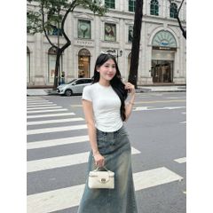 Chân Váy Jeans Nữ Dài Wash Màu Tua Rua Năng Động - DELLA SKIRT - GOÛT DE JUN