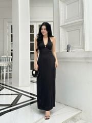 Đầm Nữ GREERSY Cổ Yếm V Chiết Eo Dáng Dài Xòe Hở Lưng Sang Trọng GOÛT DE JUN