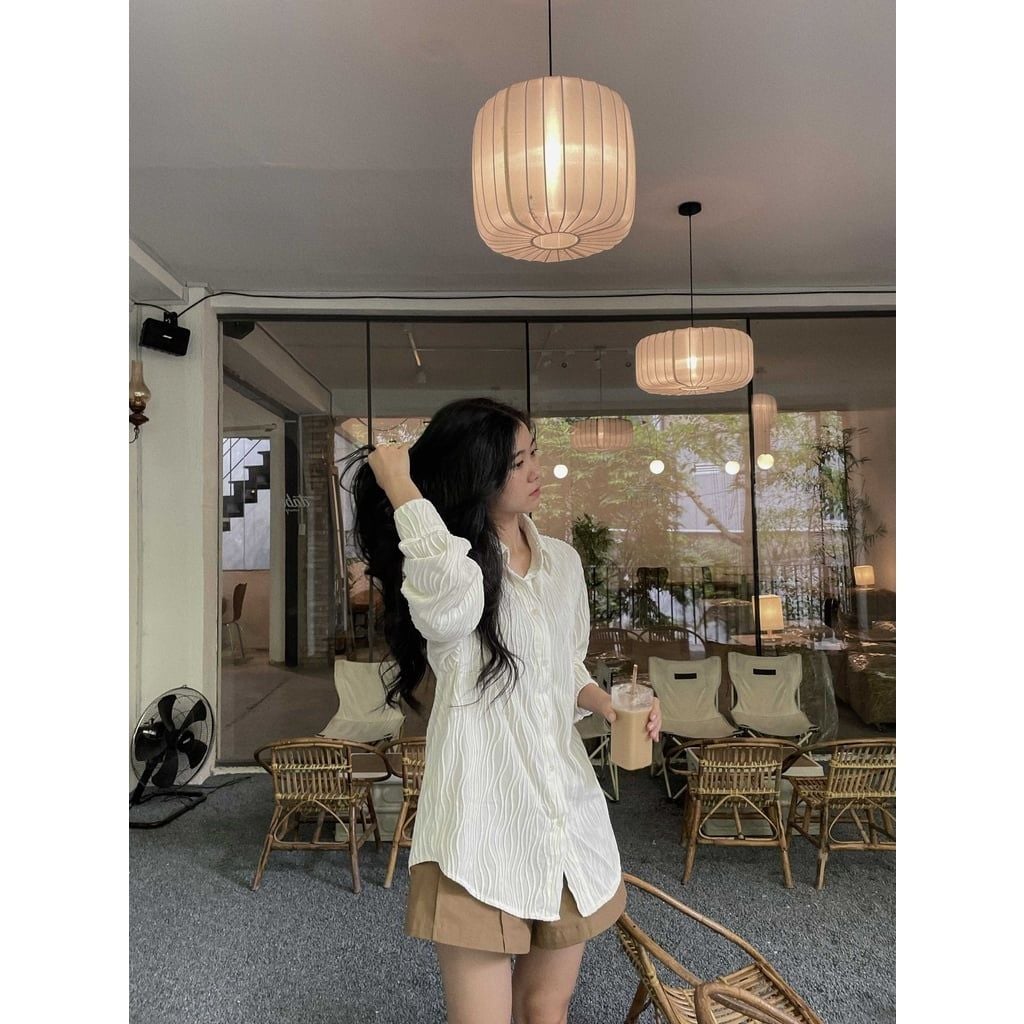GOÛT DE JUN - Áo sơmi nữ vân nổi freesize - Dora Shirt