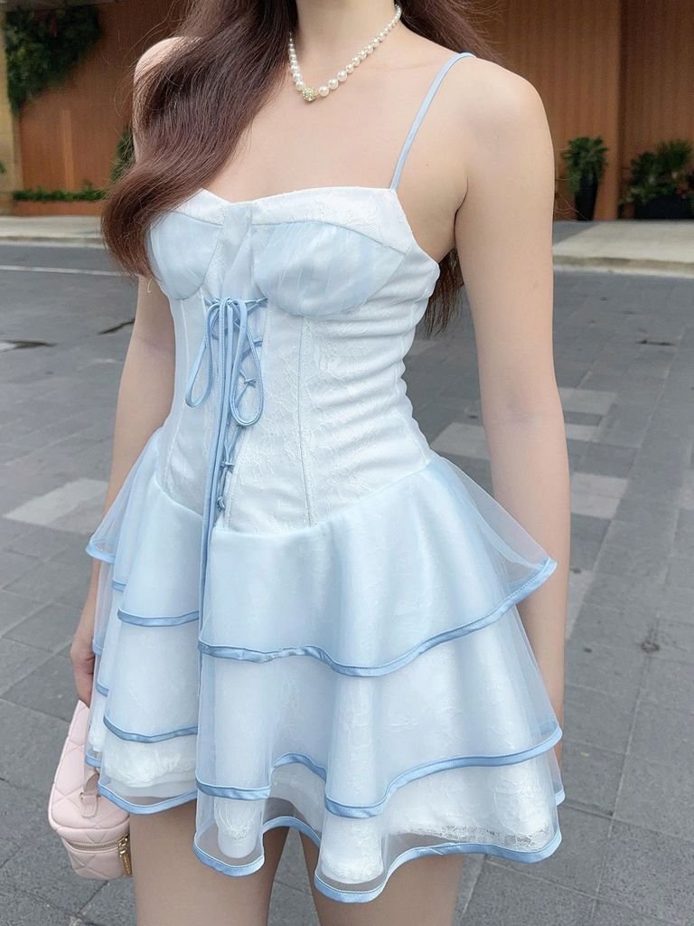 Đầm Nữ GAELIO Xếp Tầng Phối Voan Pastel Nữ Tính  GOÛT DE JUN