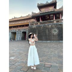 Set Áo Croptop Hai Dây Và Chân Váy Xòe Bồng Dáng Dài (bán lẻ) - YOYO SET - GOÛT DE JUN