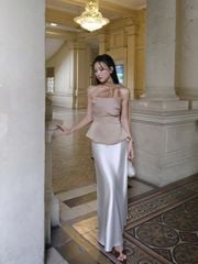 Áo Kiểu Nữ RHEINA Cúp Ngực Kèm Khăn Voan Rời Nữ Tính GOÛT DE JUN