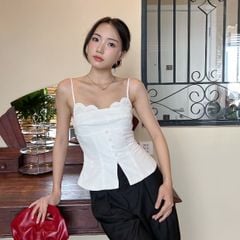 Áo Hai Dây Viền Ren Form Ôm Tôn Dáng - TRYSHI TOP - GOÛT DE JUN