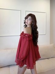 Áo Babydoll Nữ PHIGEN Trễ Vai Form Xòe Công Chúa - GOÛT DE JUN