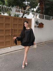 Đầm Nữ ARRIAL Voan Tơ Tay Phồng Cánh Dơi Sang Trọng Dự Tiệc GOÛT DE JUN