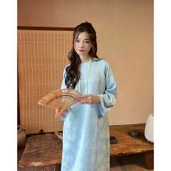 Áo Dài Nữ Truyền Thống Freesize Vân Hoa Nổi (không kèm quần) - KHÁNH YÊN - GOÛT DE JUN