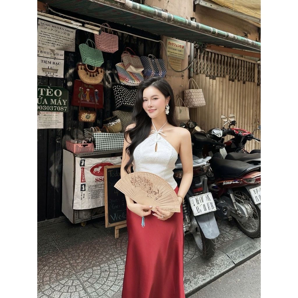 Áo Yếm Gấm Phối Nơ Duyên Dáng - BÁCH DI - GOÛT DE JUN