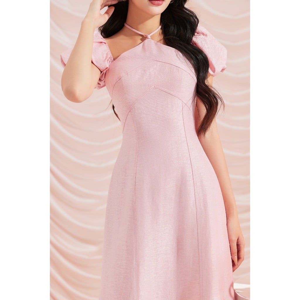 Đầm Nữ Dài Cổ Yếm Tay Phồng Phong Cách Thanh Lịch Cho Nữ - SUEDE DRESS - GOÛT DE JUN